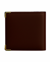 Premium Brown Genuine Leather Wallet with Gold Metal Corners